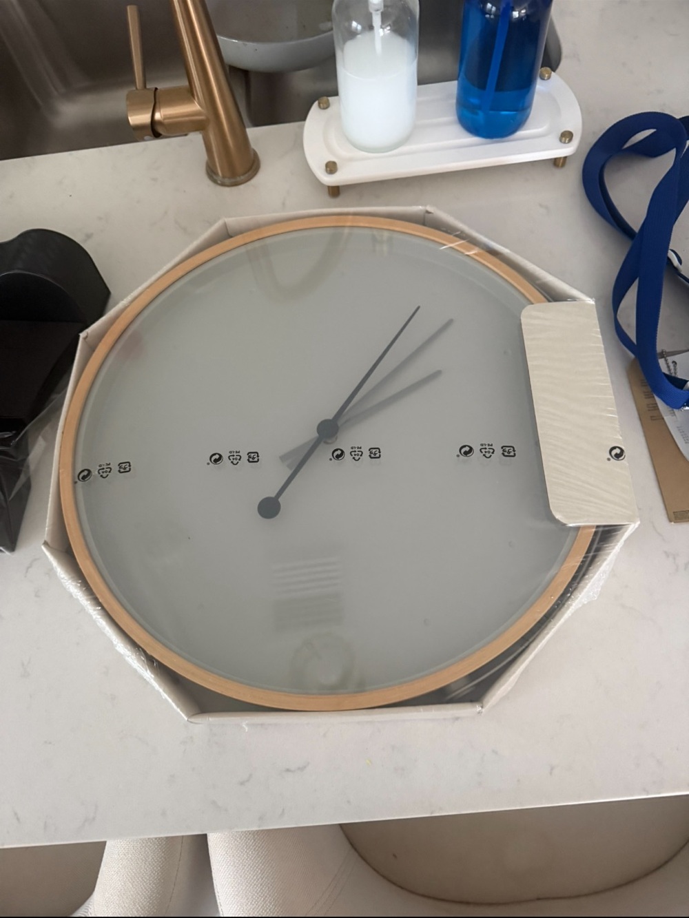 IKEA Round Wall Clock in Light Wood and Gray